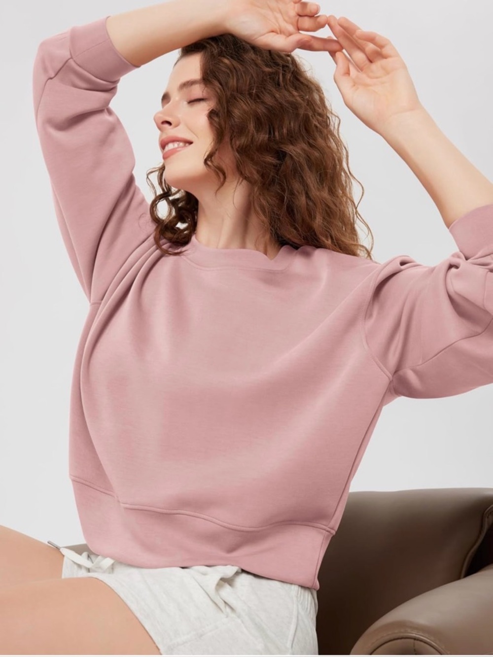 NWT Modal Light Pink Crop Sweatshirt-M